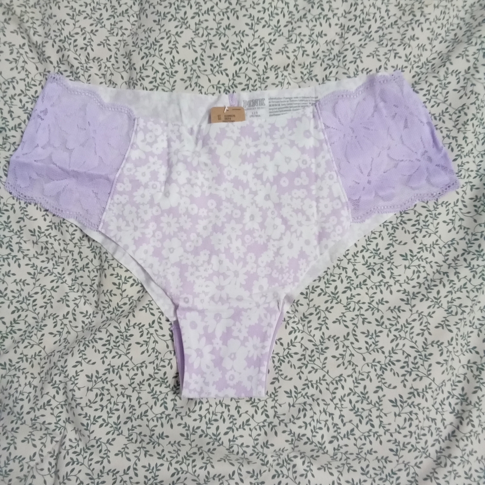 Victoria's Secret Floral Lace-Trim Panties - Lavender